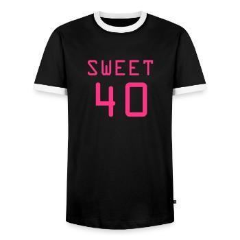 40 / anniversaire / Sport / Fête / quarante - T-shirt contrasté Homme - noir/blanc - Devant - AI Model Female 172 light (172cm) & AI Model Male 178 light (178cm)