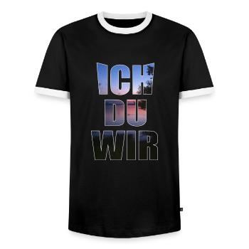 Ich du wir - Männer Kontrast-T-Shirt - Schwarz/Weiß - Vorne - AI Model Female 172 light (172cm) & AI Model Male 178 light (178cm)