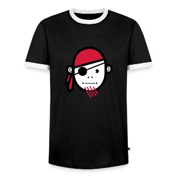Pirate | pirates | pirates | boucaniers | marin - T-shirt contrasté Homme - noir/blanc - Devant - AI Model Female 172 light (172cm) & AI Model Male 178 light (178cm)