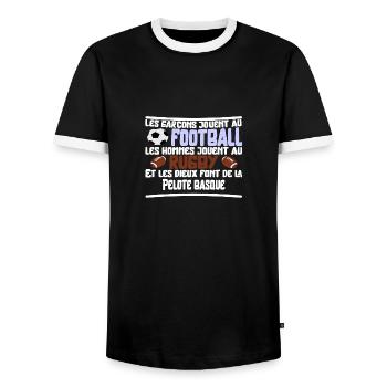 Les dieux Pelote basque cadeau - T-shirt contrasté Homme - noir/blanc - Devant - AI Model Female 172 light (172cm) & AI Model Male 178 light (178cm)
