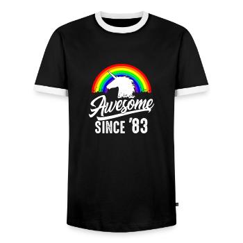 Great since 1983 Men Women 40th Birthday - Men's Ringer Shirt - black/white - Front - AI Model Female 172 light (172cm) & AI Model Male 178 light (178cm)