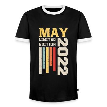 Mai 2022 - Geburtstagsgeschenk geboren im Mai 2022 Mai - Männer Kontrast-T-Shirt - Schwarz/Weiß - Vorne - AI Model Female 172 light (172cm) & AI Model Male 178 light (178cm)