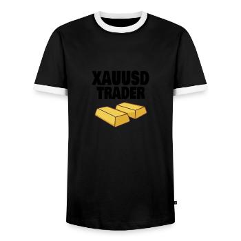 Gold Trader Forex Trader XAUUSD Trader - Men's Ringer Shirt - black/white - Front - AI Model Female 172 light (172cm) & AI Model Male 178 light (178cm)