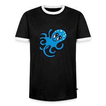 Octopus - Octopus 3 - Men's Ringer Shirt - black/white - Front - AI Model Female 172 light (172cm) & AI Model Male 178 light (178cm)