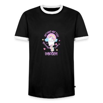 Unicorn - Männer Kontrast-T-Shirt - Schwarz/Weiß - Vorne - AI Model Female 172 light (172cm) & AI Model Male 178 light (178cm)