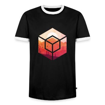 Coucher de soleil dans le cube - T-shirt contrasté Homme - noir/blanc - Devant - AI Model Female 172 light (172cm) & AI Model Male 178 light (178cm)