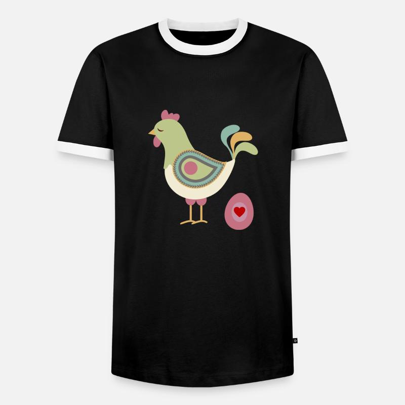 Chicken with easter egg - Men's Ringer Shirt - black/white