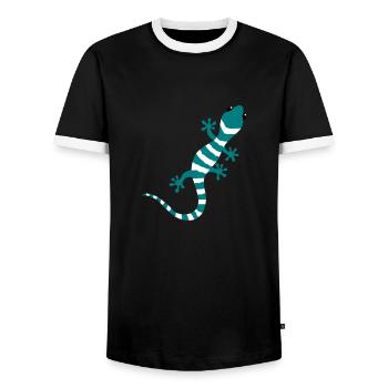 Gecko Salamander Lizard Reptile climbing gift - Men's Ringer Shirt - black/white - Front - AI Model Female 172 light (172cm) & AI Model Male 178 light (178cm)