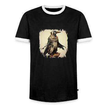 Emperor Penguin Gift Idea King Penguin Happy - Men's Ringer Shirt - black/white - Front - AI Model Female 172 light (172cm) & AI Model Male 178 light (178cm)