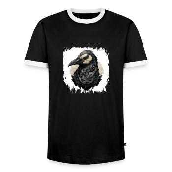 animated film dance humor happy quote - Men's Ringer Shirt - black/white - Front - AI Model Female 172 light (172cm) & AI Model Male 178 light (178cm)