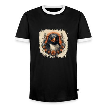 dancing penguin present statement cool - Männer Kontrast-T-Shirt - Schwarz/Weiß - Vorne - AI Model Female 172 light (172cm) & AI Model Male 178 light (178cm)