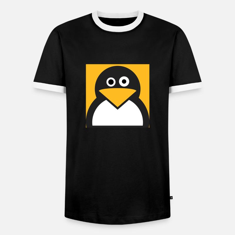 Linux Penguin - Men's Ringer Shirt - black/white