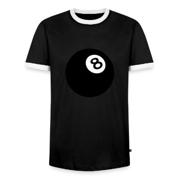 ball 8 black billiard 502 - Men's Ringer Shirt - black/white - Front - AI Model Female 172 light (172cm) & AI Model Male 178 light (178cm)