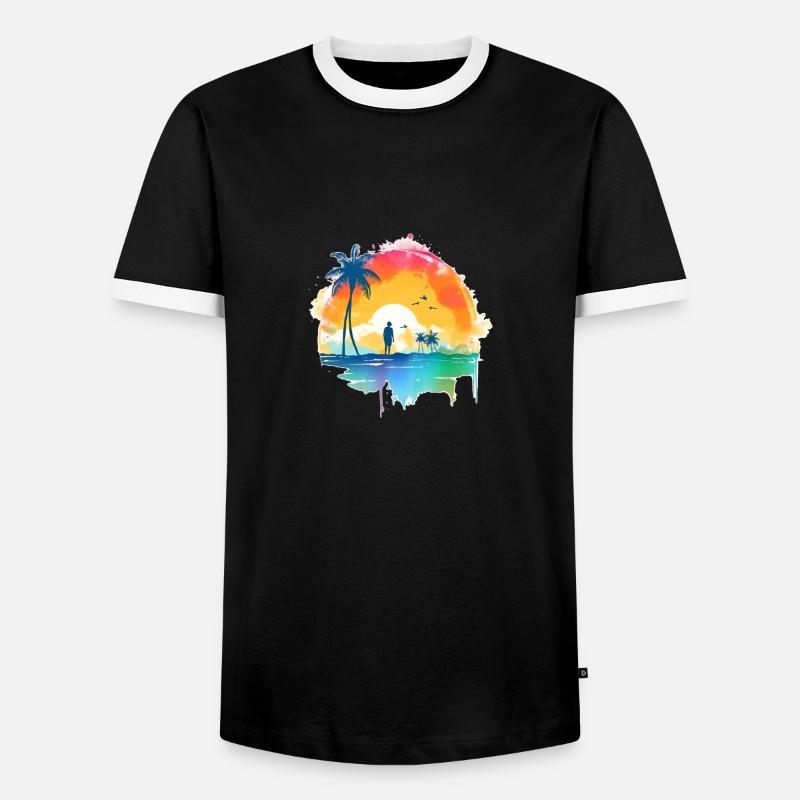 Beach Sunset - Men's Ringer Shirt - black/white