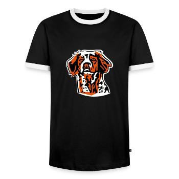 Brittany Spaniel - Men's Ringer Shirt - black/white - Front - AI Model Female 172 light (172cm) & AI Model Male 178 light (178cm)