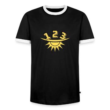 1 2 3 Sonne - Männer Kontrast-T-Shirt - Schwarz/Weiß - Vorne - AI Model Female 172 light (172cm) & AI Model Male 178 light (178cm)
