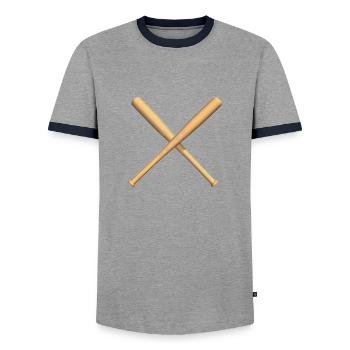 batte de baseball - T-shirt contrasté Homme - gris/marine  - Devant - AI Model Female 172 light (172cm) & AI Model Male 178 light (178cm)