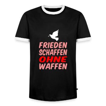 Frieden - Männer Kontrast-T-Shirt - Schwarz/Weiß - Vorne - AI Model Female 172 light (172cm) & AI Model Male 178 light (178cm)