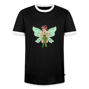 Fee - Männer Kontrast-T-Shirt - Schwarz/Weiß - Vorne - AI Model Female 172 light (172cm) & AI Model Male 178 light (178cm)