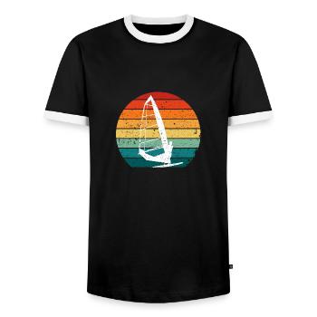 Windsurfing Windsurfer Wellenweiten Wind Wasser - Männer Kontrast-T-Shirt - Schwarz/Weiß - Vorne - AI Model Female 172 light (172cm) & AI Model Male 178 light (178cm)