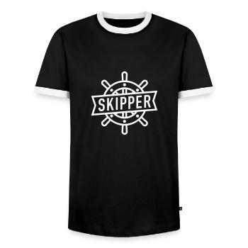 SKIPPER - Men's Ringer Shirt - black/white - Front - AI Model Female 172 light (172cm) & AI Model Male 178 light (178cm)