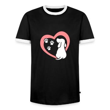 Coeur pattes de chien amoureux des chiens chien - T-shirt contrasté Homme - noir/blanc - Devant - AI Model Female 172 light (172cm) & AI Model Male 178 light (178cm)