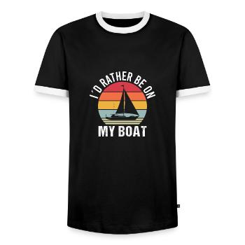 Yacht Segelschiff Vintage Sailing Sprüche - Männer Kontrast-T-Shirt - Schwarz/Weiß - Vorne - AI Model Female 172 light (172cm) & AI Model Male 178 light (178cm)