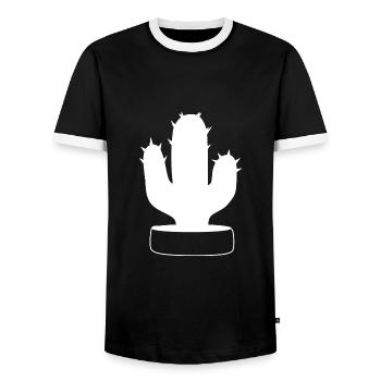 cactus blanc, cactus, plantes succulentes, plante - T-shirt contrasté Homme - noir/blanc - Devant - AI Model Female 172 light (172cm) & AI Model Male 178 light (178cm)