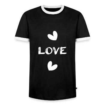 LIEBE. VATERTAG. ALLES GUTE ZUM GEBURTSTAG, PAPA. PAPA. HERZ - Männer Kontrast-T-Shirt - Schwarz/Weiß - Vorne - AI Model Female 172 light (172cm) & AI Model Male 178 light (178cm)