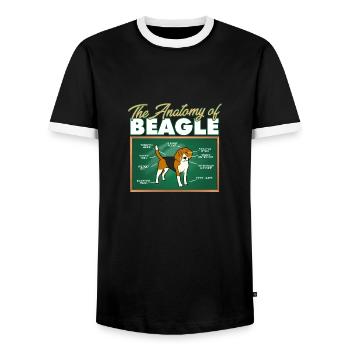 Anatomy Of A Beagle I Funny Beagle - Men's Ringer Shirt - black/white - Front - AI Model Female 172 light (172cm) & AI Model Male 178 light (178cm)