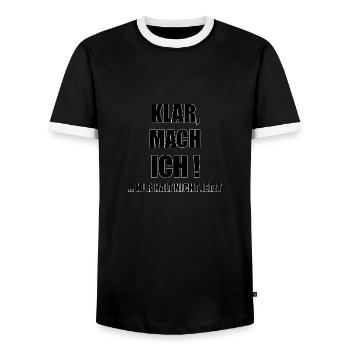 Klar, mach ich! nur halt nicht jetzt - Männer Kontrast-T-Shirt - Schwarz/Weiß - Vorne - AI Model Female 172 light (172cm) & AI Model Male 178 light (178cm)