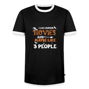 I Like Horror Movies And Maybe L... - Men's Ringer Shirt - black/white - Front - AI Model Female 172 light (172cm) & AI Model Male 178 light (178cm)