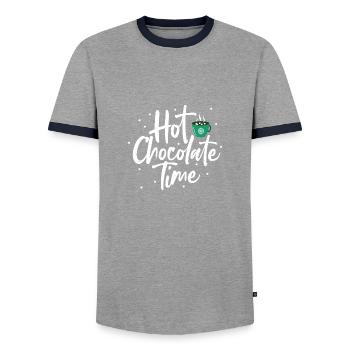 Hot Chocolate Time - chocolate - Men's Ringer Shirt - grey/navy  - Front - AI Model Female 172 light (172cm) & AI Model Male 178 light (178cm)