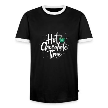 Hot Chocolate Time - chocolat - T-shirt contrasté Homme - noir/blanc - Devant - AI Model Female 172 light (172cm) & AI Model Male 178 light (178cm)