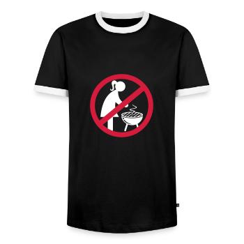 Pas de filles sur le gril - T-shirt contrasté Homme - noir/blanc - Devant - AI Model Female 172 light (172cm) & AI Model Male 178 light (178cm)