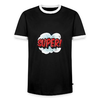 SUPER COMICSTYLE GRAFFITI COMIC 80s MOTIF CADEAU - T-shirt contrasté Homme - noir/blanc - Devant - AI Model Female 172 light (172cm) & AI Model Male 178 light (178cm)