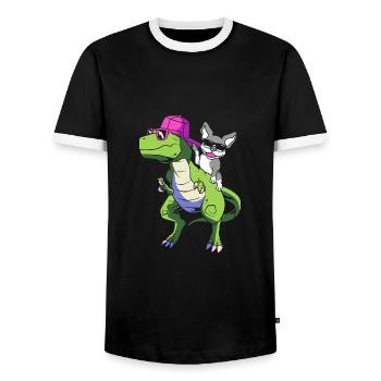 Boston Terrier - Männer Kontrast-T-Shirt - Schwarz/Weiß - Vorne - AI Model Female 172 light (172cm) & AI Model Male 178 light (178cm)