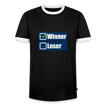 Winner - Men's Ringer Shirt - black/white - Front - AI Model Female 172 light (172cm) & AI Model Male 178 light (178cm)