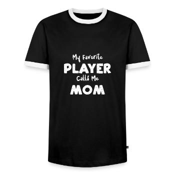 My Favorite Player Calls Me Mom - Männer Kontrast-T-Shirt - Schwarz/Weiß - Vorne - AI Model Female 172 light (172cm) & AI Model Male 178 light (178cm)