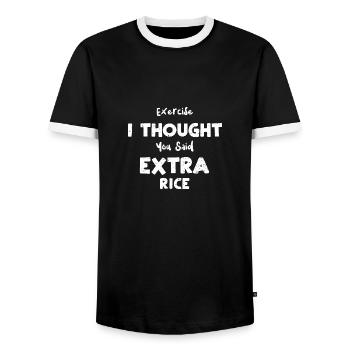 Exercise I Thought You Said Extr... - Men's Ringer Shirt - black/white - Front - AI Model Female 172 light (172cm) & AI Model Male 178 light (178cm)