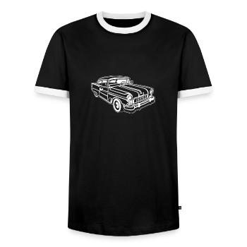 Chevy Cadilac / Muscle Car 02_weiß - Männer Kontrast-T-Shirt - Schwarz/Weiß - Vorne - AI Model Female 172 light (172cm) & AI Model Male 178 light (178cm)