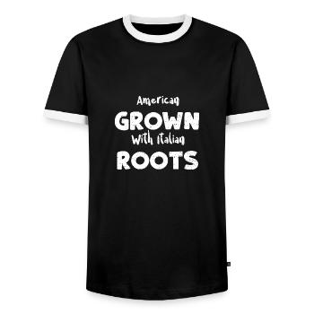 American Grown With Italian Roots - Männer Kontrast-T-Shirt - Schwarz/Weiß - Vorne - AI Model Female 172 light (172cm) & AI Model Male 178 light (178cm)