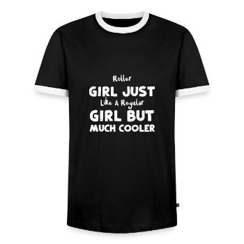 Roller Girl Just Like A Regular... - Men's Ringer Shirt - black/white - Front - AI Model Female 172 light (172cm) & AI Model Male 178 light (178cm)