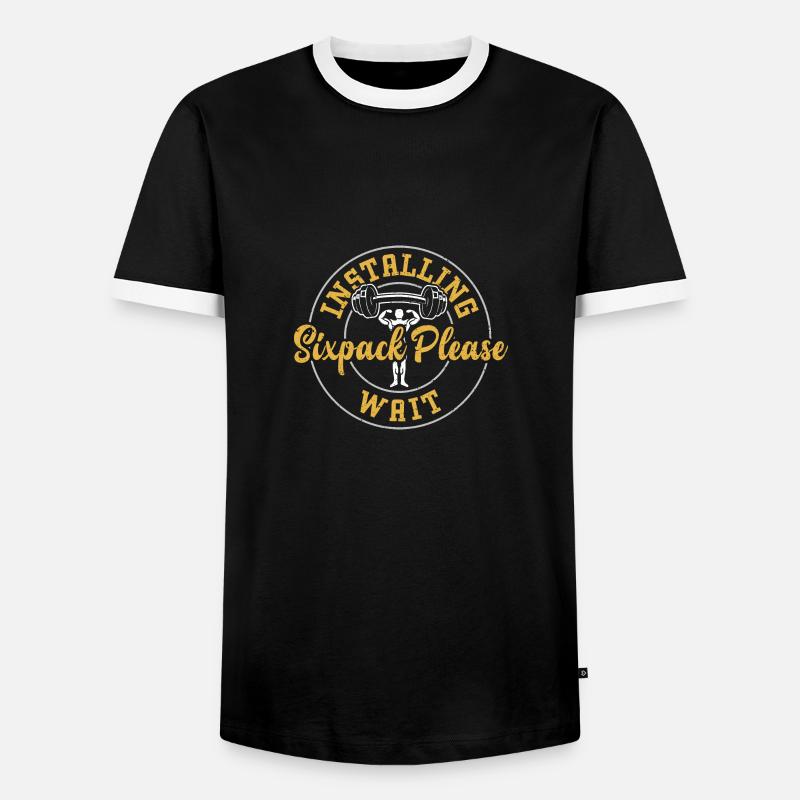 Installing Sixpack Please Wait - Men's Ringer Shirt - black/white