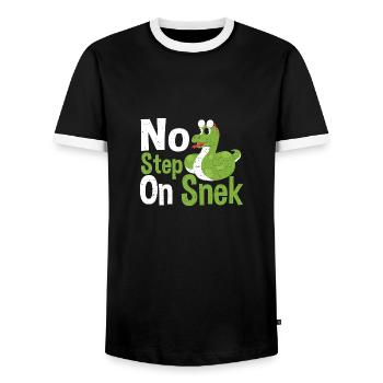 Pas de pas sur Snek - Serpent - T-shirt contrasté Homme - noir/blanc - Devant - AI Model Female 172 light (172cm) & AI Model Male 178 light (178cm)