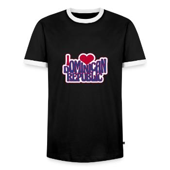 J’aime la République dominicaine - T-shirt contrasté Homme - noir/blanc - Devant - AI Model Female 172 light (172cm) & AI Model Male 178 light (178cm)