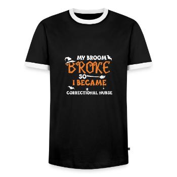 My Broom Broke So I Became Corre... - Männer Kontrast-T-Shirt - Schwarz/Weiß - Vorne - AI Model Female 172 light (172cm) & AI Model Male 178 light (178cm)
