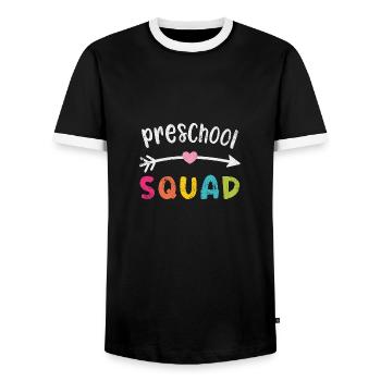 SCHULKIND EINSCHULUNG SCHULANFANG SCHULE SPRÜCHE - Männer Kontrast-T-Shirt - Schwarz/Weiß - Vorne - AI Model Female 172 light (172cm) & AI Model Male 178 light (178cm)