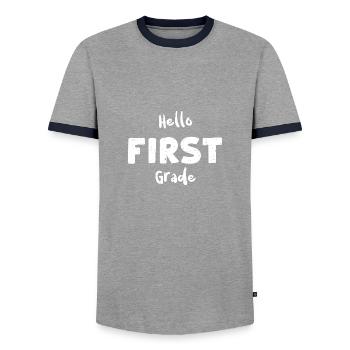Bonjour Première Année - Première Année - T-shirt contrasté Homme - gris/marine  - Devant - AI Model Female 172 light (172cm) & AI Model Male 178 light (178cm)