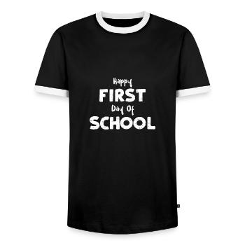 Happy First Day Of School - Birds - Männer Kontrast-T-Shirt - Schwarz/Weiß - Vorne - AI Model Female 172 light (172cm) & AI Model Male 178 light (178cm)